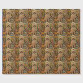 Papier Cadeau Goldendoodle Chien Moisson d'automne Thanksgiving (Plat)