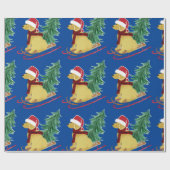 Papier Cadeau Goldendoodle Christmas Sled Blue Wrapper Papier (Plat)