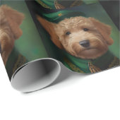 Papier Cadeau Goldendoodle Dog en tenue de la Saint Patrick (Coin rond)