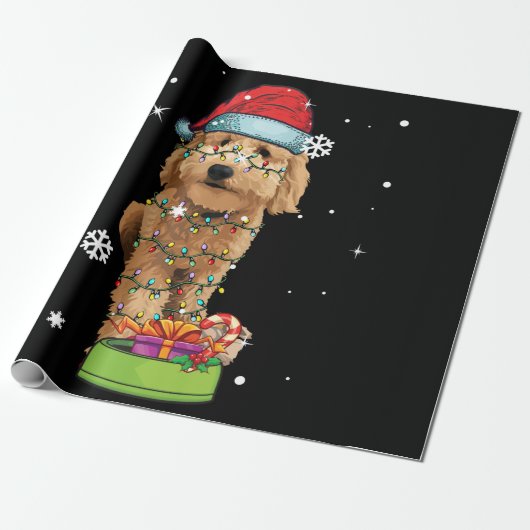 Papier Cadeau Goldendoodle Noël Père Noël Funny Chien Lover Cade (Déroulé)