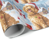 Papier Cadeau Goldendoodle Winter Wonderland Christmas Joy (Coin rond)
