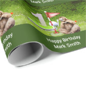 Papier Cadeau Golf 1er anniversaire avec Sloth Golfer (Coin rond)