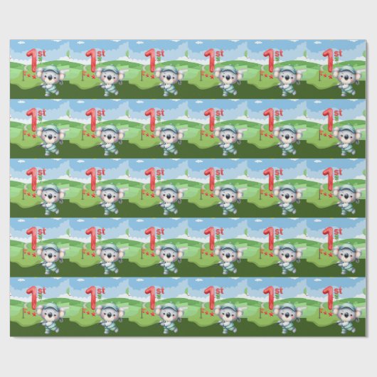 Papier Cadeau Golf 1er Anniversaire Cute thème papier d'envelopp (Plat)