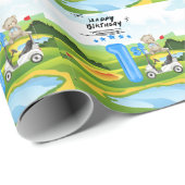 Papier Cadeau Golf 1er anniversaire golfeur d'un an (Coin rond)