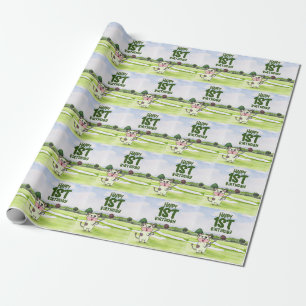 Papier Cadeau Golf 1er anniversaire golfeur d'un an avec numéro