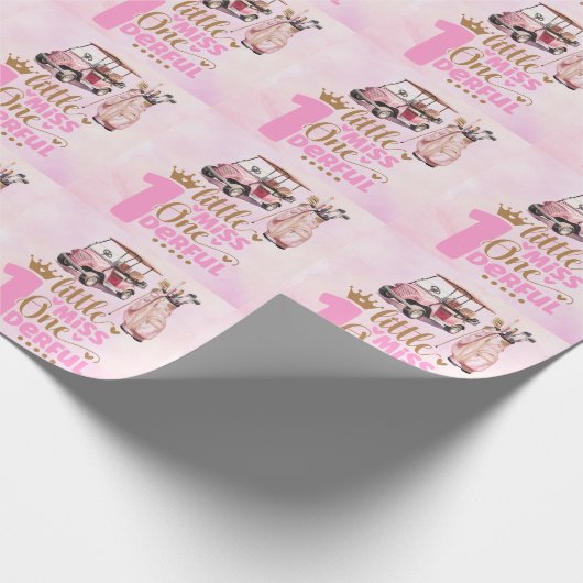 Papier Cadeau Golf 1er anniversaire golfeur d'un an rose (Coin)