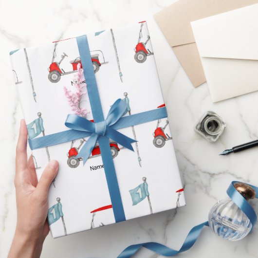 Papier Cadeau Golf 1er anniversaire partie de golf avec chariot  (Cadeaux)