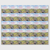 Papier Cadeau Golf 50e anniversaire pour golfeuse thème rose (Plat)