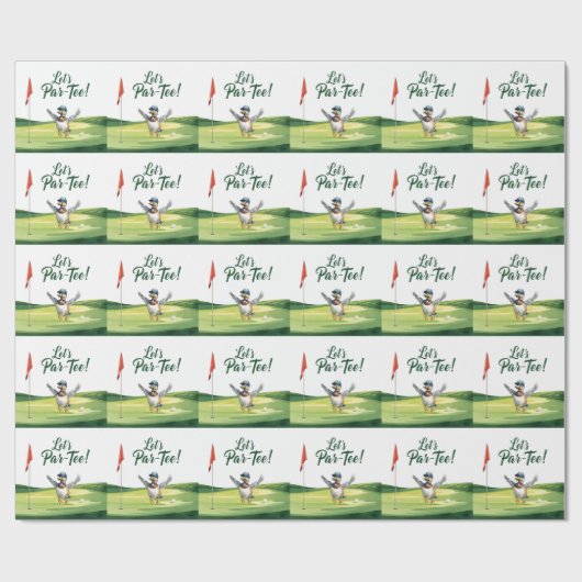 Papier Cadeau Golf Allons-y avec un drapeau de golf sur le vert (Plat)