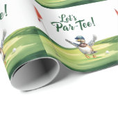 Papier Cadeau Golf Allons-y avec un drapeau de golf sur le vert (Coin rond)