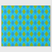 Papier cadeau golf argyle bleu et vert (Plat)
