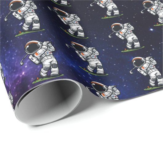 Papier Cadeau Golf Astronaute (Coin rond)