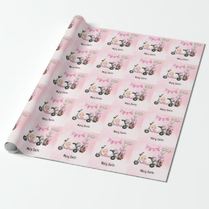 Papier Cadeau Golf Baby Girl pour Baby shower sur rose