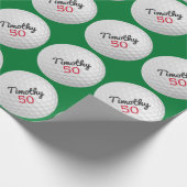 Papier Cadeau Golf Ball Anniversaire - 50e ou autre année (Coin)