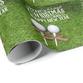 Papier Cadeau Golf boule de Noël tee avec ruban casquette sur ve (Coin rond)