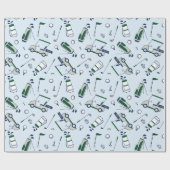 Papier Cadeau Golf de Doodle mignon (Plat)