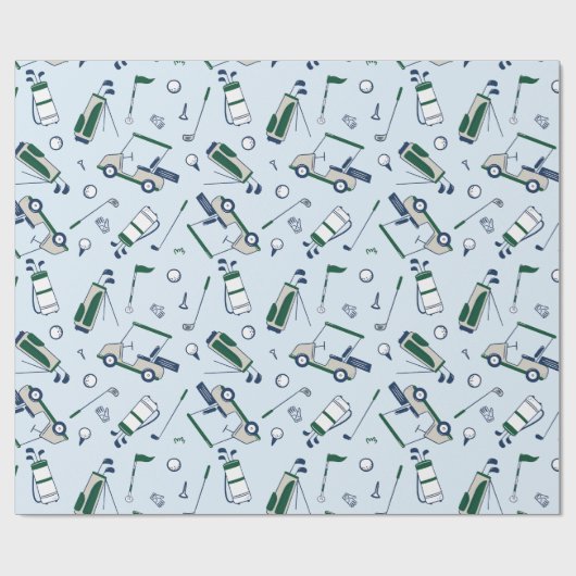 Papier Cadeau Golf de Doodle mignon (Plat)