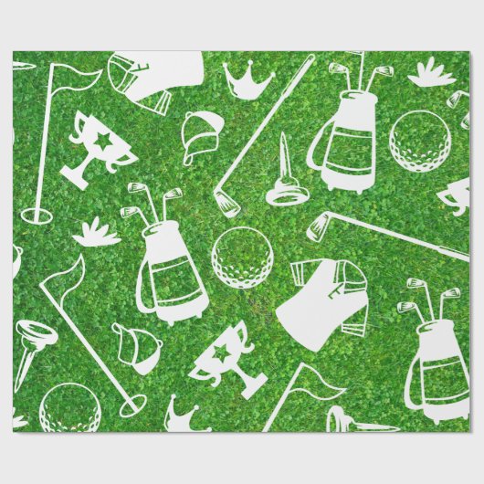 Papier Cadeau Golf equipment on green grass background (Plat)
