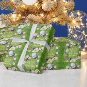 Papier Cadeau Golf et vin pour golfeur sur golf