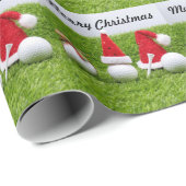 Papier Cadeau Golf Joyeux Noël avec balle de golf Santa Hat (Coin rond)