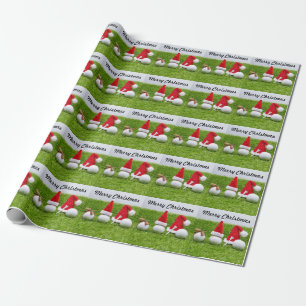 Papier Cadeau Golf Joyeux Noël avec le golf de Santa Hat