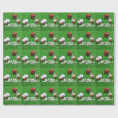 Papier Cadeau Golf Noël Vacances et balle de golf Santa Claus (Plat)