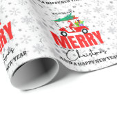 Papier Cadeau Golf Santa Claus avec Golf Panier Joyeux Noël (Coin rond)