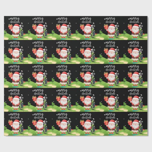 Papier Cadeau Golf Santa Claus est golfeur Noël pour golfeur (Plat)