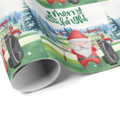 Papier Cadeau Golf Santa Claus Joyeux Noël sur Green (Coin rond)