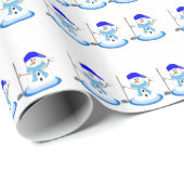 Papier Cadeau Golf Snowmen avec Golf Club (Coin rond)