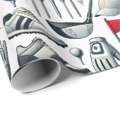 Papier Cadeau Golf sur le thème de la balle drapeau chaussures c (Coin rond)