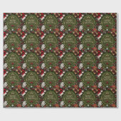 Papier Cadeau Golf sur thème de Noël sur gazon vert (Plat)