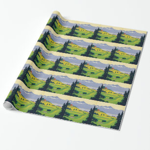 Papier Cadeau Golf vintage Lausanne City Lac Suisse