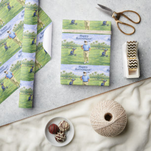 Papier Cadeau Golfeur avec texte Bonne retraite sur le parcours