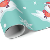 Papier Cadeau Golfing Père Noël (Coin rond)