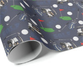 Papier Cadeau Gone Golfing sur Grey-Blue (Coin rond)