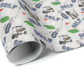 Papier Cadeau Gone Golfing sur le gris pâle (Coin rond)