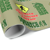 Papier Cadeau Gone Squatching et permis de chasse (Coin rond)