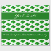 Papier Cadeau Good Luck Four Leaf Clochers Motif Texte personnal (Plat)