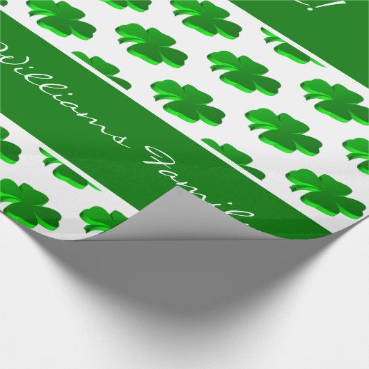 Papier Cadeau Good Luck Four Leaf Clochers Motif Texte personnal (Coin)