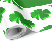 Papier Cadeau Good Luck Four Leaf Clochers Motif Texte personnal (Coin rond)