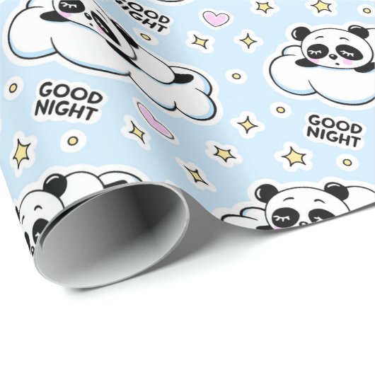 Papier Cadeau Goodnight Sleeping Panda Bear (Coin rond)