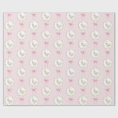 Papier Cadeau Goose Blush rose Bow Pastel Fille Anniversaire (Plat)