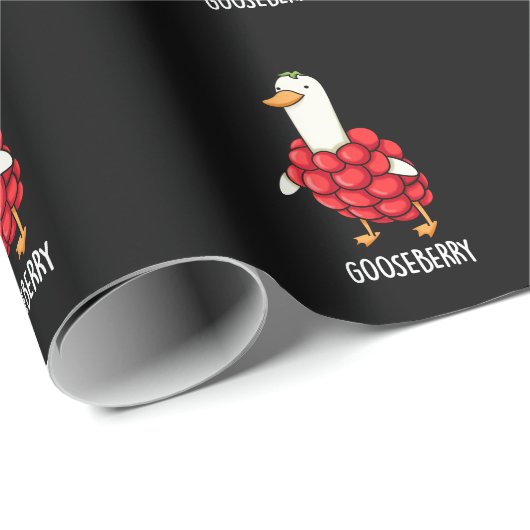 Papier Cadeau Gooseberry Funny Berry Pun Dark BG (Coin rond)