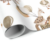 Papier Cadeau Goosey Gander Rocking Horse, Ballons, Blanc (Coin rond)