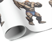 Papier Cadeau Gorilla Bodybuilder Pop Art Cartoon Drawing (Coin rond)