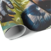 Papier Cadeau Gorille Ape Dans Un Champ De Tournesol (Coin rond)