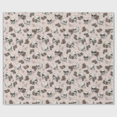 Papier Cadeau Goth Blush Pull rose et Fleurs Halloween (Plat)