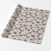 Papier Cadeau Goth Blush Pull rose et Fleurs Halloween (Déroulé)