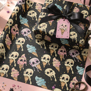 Papier Cadeau Goth Été Crânes & Crème Glacée
